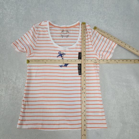 Nicole Miller women's nautical t-shirt white striped NWT Size Large Cruise - Picture 4 of 7